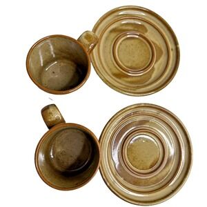 Dansk Vintage Dansk Nielstone Cup and Saucer Brown Set 2 Japan Brown‎
